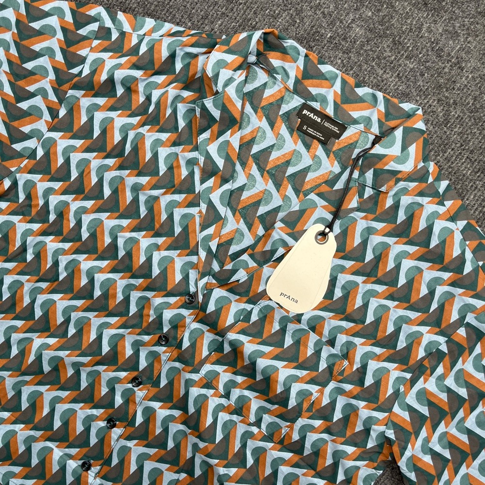 Prana Iguala Top High Tide Retro Geo Button Up Shirt Small NWT Retro Boho